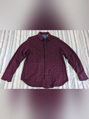 Men's Robert Graham Purple Knit Long Sleeve Shirt Size Medium